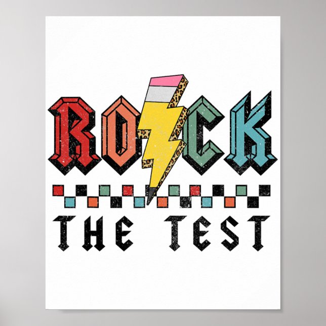 Affiche Rock The Test Test Day Shirts Pour Enseignants Hom (Devant)