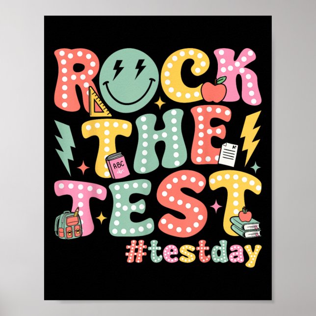 Affiche Rock The Test Testing Day Retro Motivational Teach (Devant)
