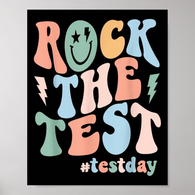 Affiche Rock The Test Testing Day Retro Motivational Teach (Devant)