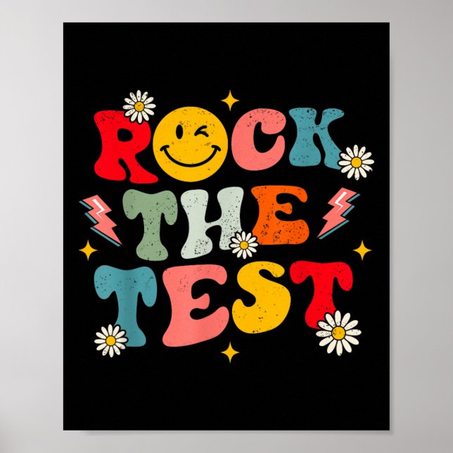 Affiche Rock The Test Testing Day Retro Motivational Teach (Devant)