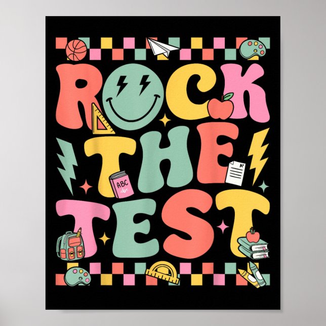 Affiche Rock The Test Testing Day Retro Motivational Teach (Devant)