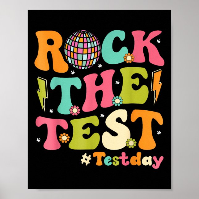 Affiche Rock The Test Testing Day Retro Motivational Teach (Devant)