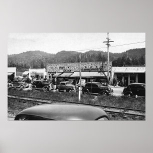 Affiche Rockaway, Oregon - Section principale des affaires