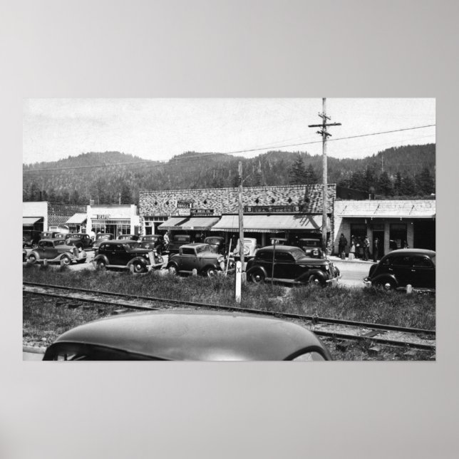 Affiche Rockaway, Oregon - Section principale des affaires (Devant)