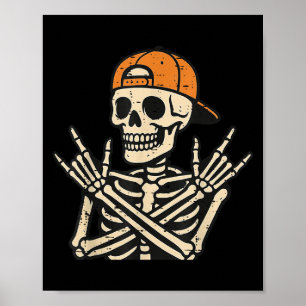Affiche Rocker Skater Skeleton Cool Halloween Costume Homm