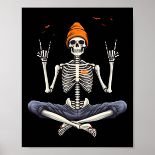 Affiche Rocker Skeleton Casquette Skin Cool Halloween Punk