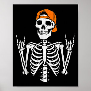 Affiche Rocker Skeleton Halloween Rock Costume Casquette P