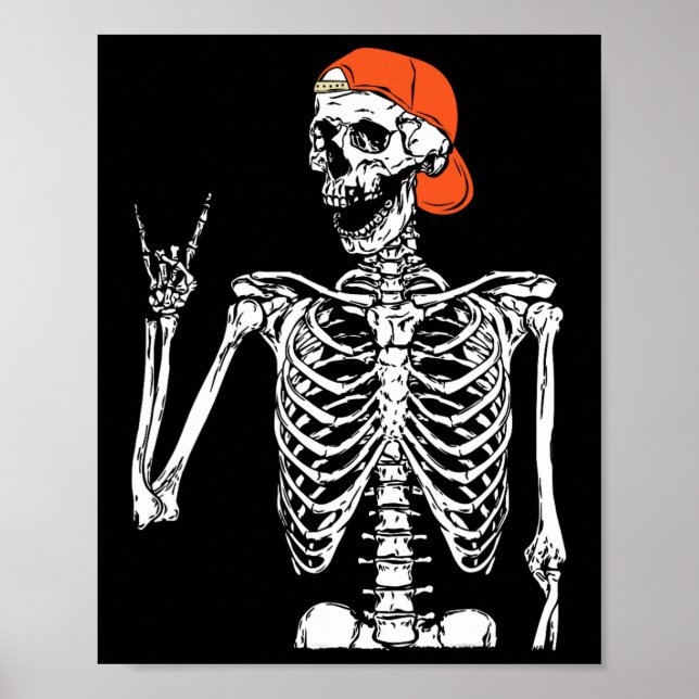 Affiche Rocker Skeleton Rocher À La Main Sur Costume Amusa (Devant)
