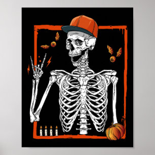 Affiche Rocker Skeleton Rocher Main Rock Sur Costume Drôle