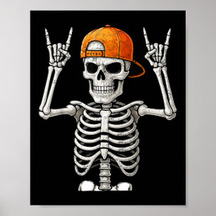 Affiche Rocker Skeleton Rocher Main Rock Sur Costume Drôle