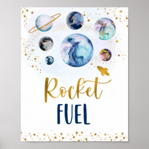 Affiche Rocket Fuel Galaxy Blue Gold Space Anniversaire