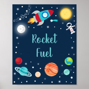 Affiche Rocket Fuel Space Rocket Ship Planètes Anniversair