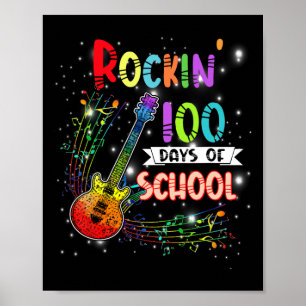 Affiche Rockin' 100 Jours d'École Guitar Élève Musique Te