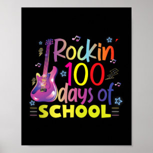 Affiche Rockin' 100 Jours D'École Guitare Lover Enfants Ga