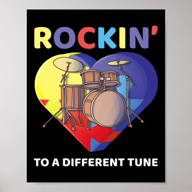 Affiche Rockin' À Un Drumm De Sensibilisation sur l'autism (Devant)