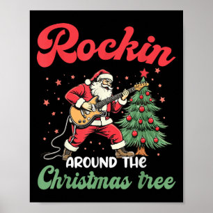 Affiche Rockin autour de Noël Arbre Rock Musique Guitare X