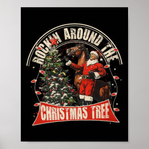 Affiche Rockin' Autour De Noël Drôle Cowboy Trump Nous