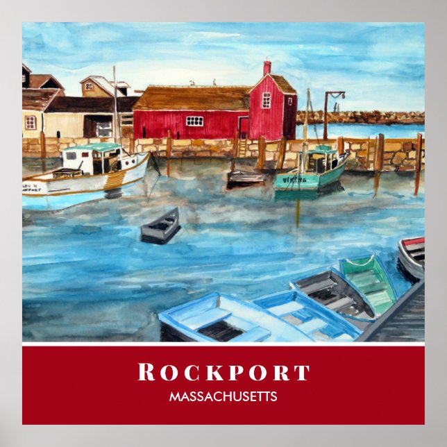 Affiche Rockport Harbour Massachusetts Nouvelle-Angleterre (Devant)