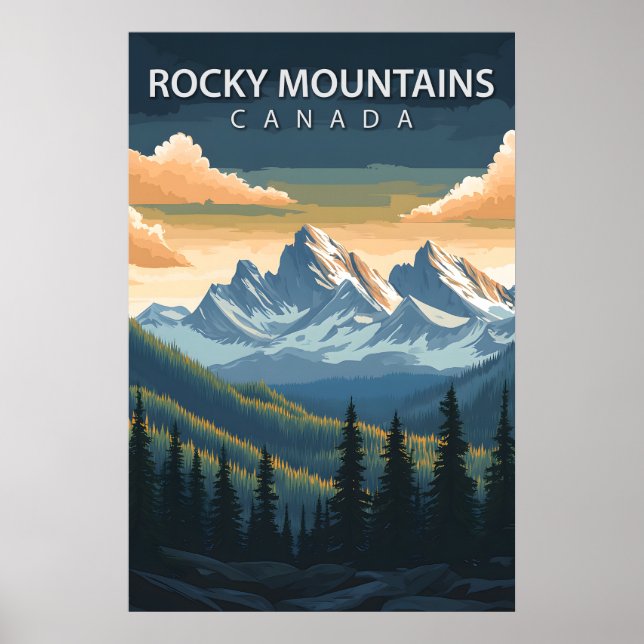 Affiche Rocky Mountains Canada Travel Alberta & BC Peak (Devant)
