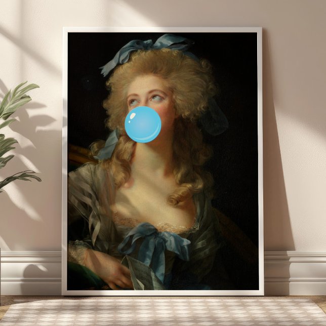 Affiche Rococo Lady avec Bubblegum Altered Art Imprimer (Créateur téléchargé)