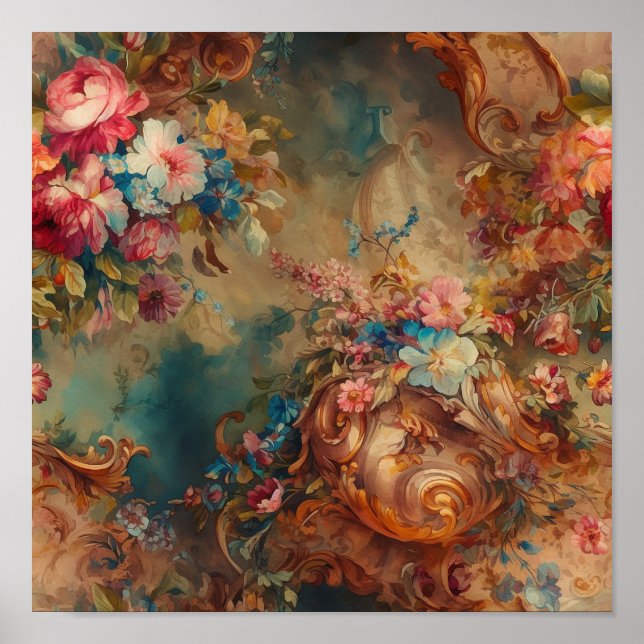 Affiche Rococo Orné Période Florale (Devant)