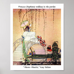 Affiche Rococo Princesse marchant dans un jardin de contes