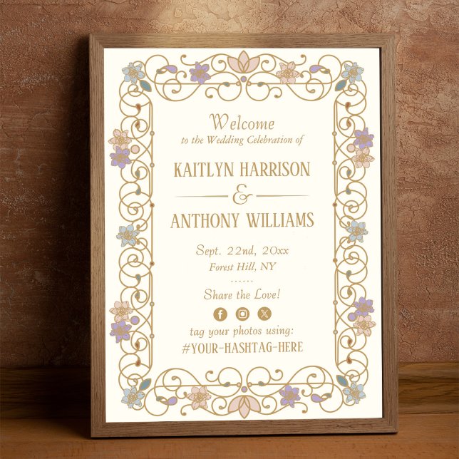 Affiche Rococo Revival Elegant Vintage Floral Wedding (Créateur téléchargé)