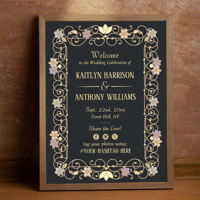 Affiche Rococo Revival Elegant Vintage Floral Wedding (Créateur téléchargé)