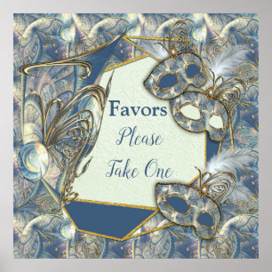 Affiche Rococo Rich avec Gold Relief & Masques