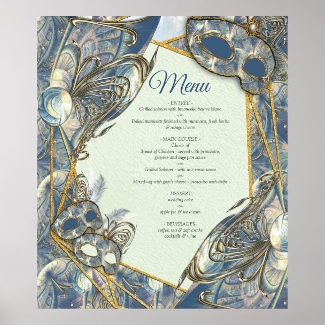 Affiche Rococo Rich Motif design avec Masques (Devant)