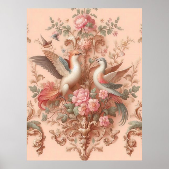 Affiche Rococo rose Baroque Fleur Morris (Devant)