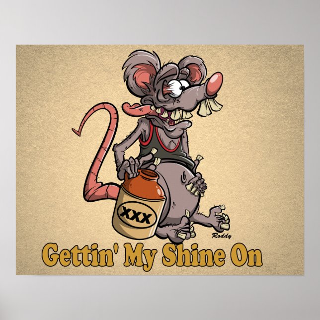 Affiche Roddy Rat Fink Style Moonshine #3 Dessin (Devant)