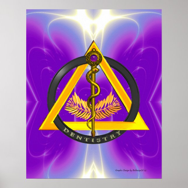 AFFICHE RODE DU SYMBOLE DE DENTISSE DENTISTE ASCLEPIUS (Devant)