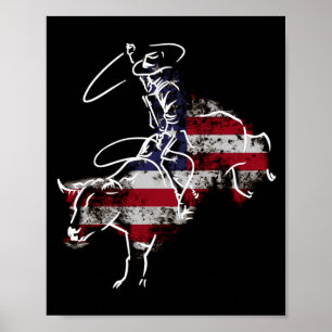 Affiche rodéo américain de rodéo rétro grunge usa