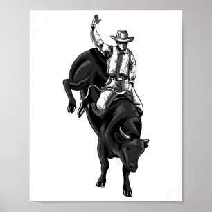 Affiche Rodeo Bull Rider Pour Cowboys Horseback Horseback