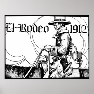 Affiche Rodeo Cowboy Country 1912 Art occidental