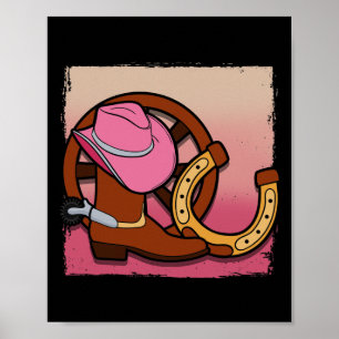 Affiche Rodeo Cowgirl Barrel Racing Horseback Ridin