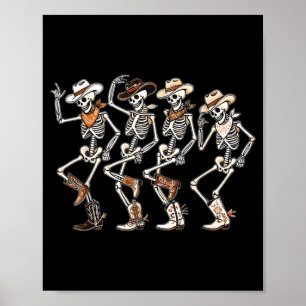 Affiche Rodéo de danse squelettique de l'Ouest Halloween
