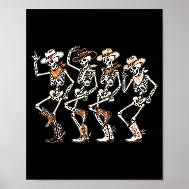 Affiche Rodéo de danse squelettique de l'Ouest Halloween (Devant)