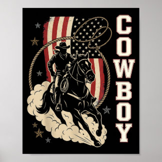 Affiche Rodeo Papa Cowboy Patriotique Américain Drapeau Oc