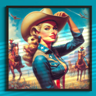 Affiche Rodeo Pin-up Vintage