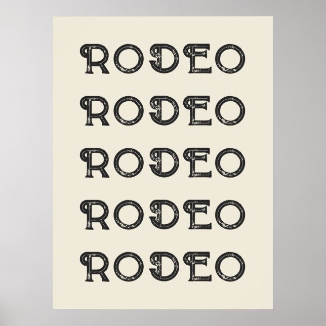 Affiche Rodeo Western Typographie Wall Art Ranch Cabine Ac (Devant)