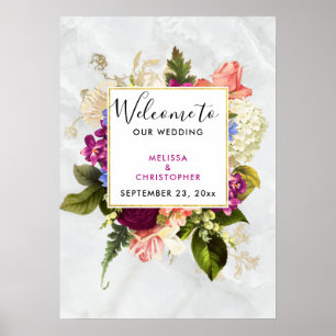 Affiche Rodern & White Watercolor Floral Wedding
