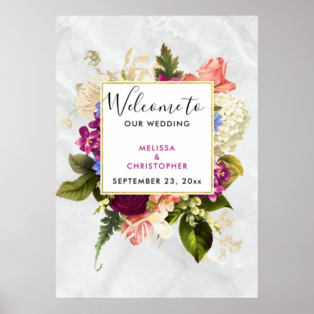 Affiche Rodern & White Watercolor Floral Wedding (Devant)