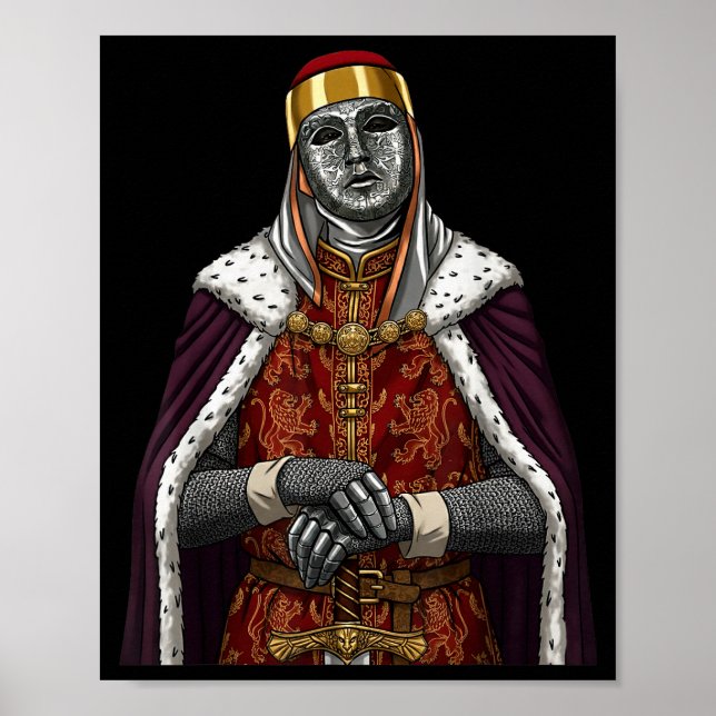 Affiche Roi Baldwin Iv Masque Argenté Masque Doré Médiéval (Devant)