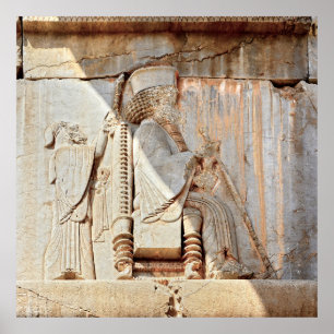 Affiche Roi Darius I. Bas-relief, Persépolis, Iran