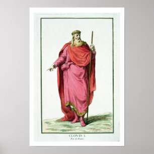 Affiche Roi de Clovis I (481-511) des contreseings de