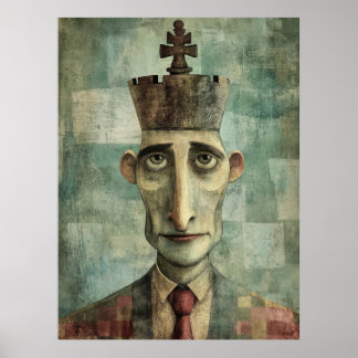 Affiche Roi de la Commission, Whimsical Chess King Portrai