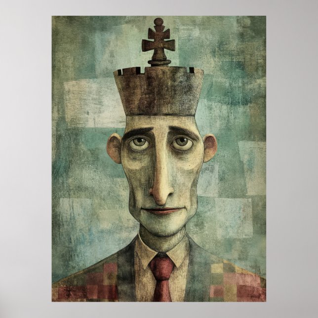 Affiche Roi de la Commission, Whimsical Chess King Portrai (Devant)