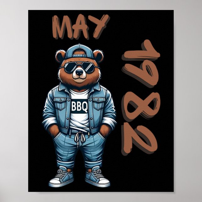 Affiche Roi de Mai Maître du Grill Ours Amateur de Barbecu (Devant)